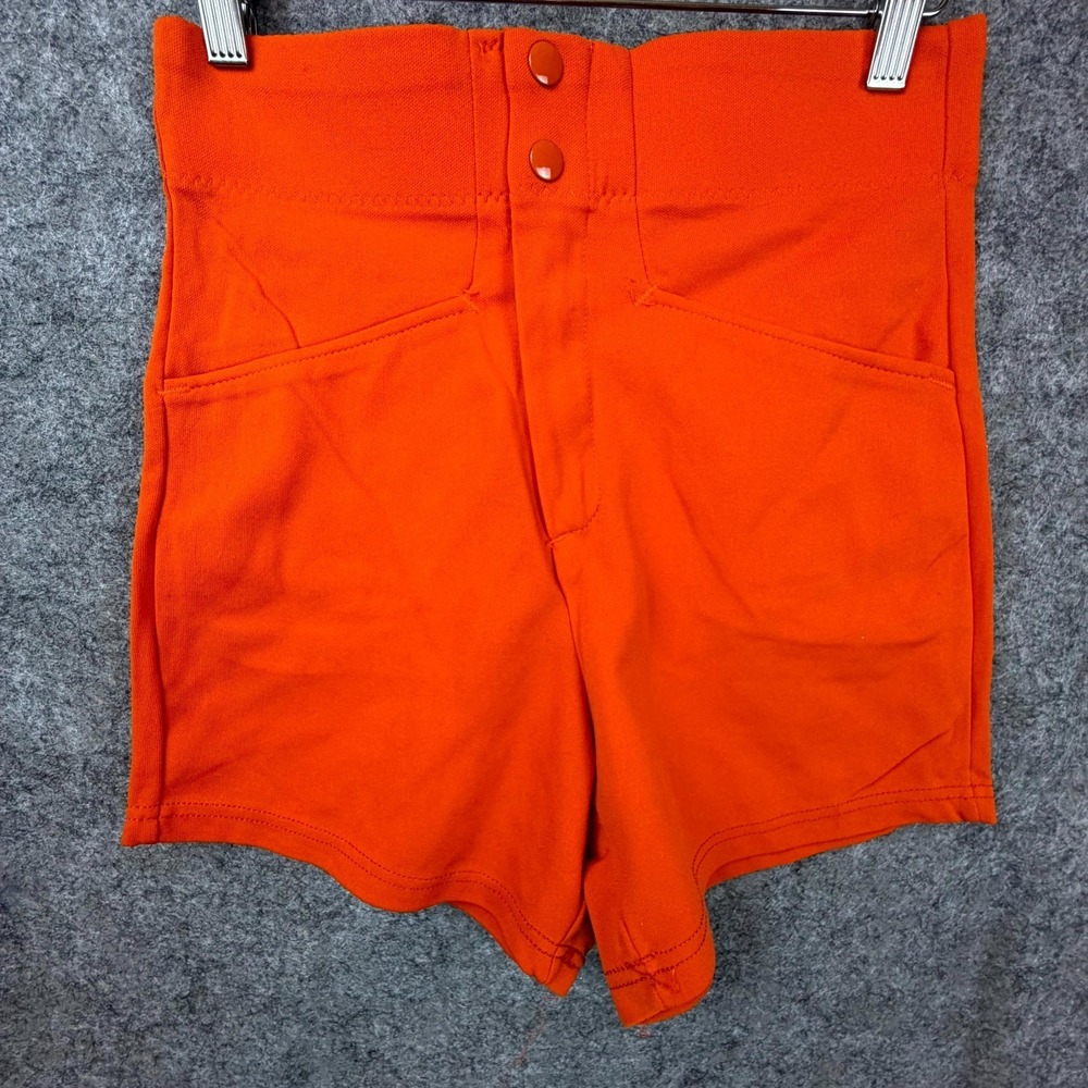 Vintage Bike Coaches Shorts Mens Small Orange Nylon Retro Sporty High Waist